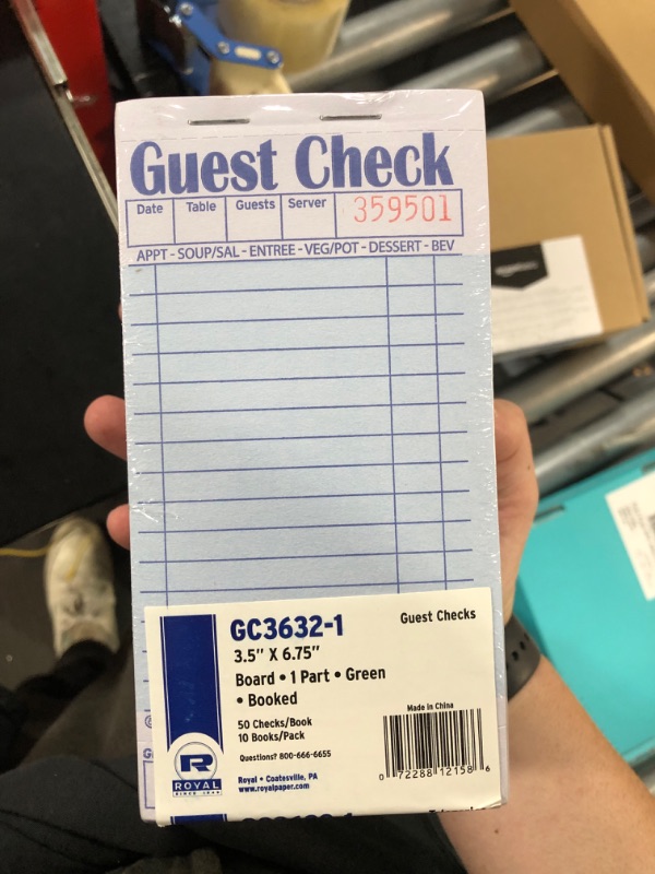 Photo 2 of Amercare Royal Green Guest Check Paper Receipt Book, Carbonless Order Book with 15 Lines