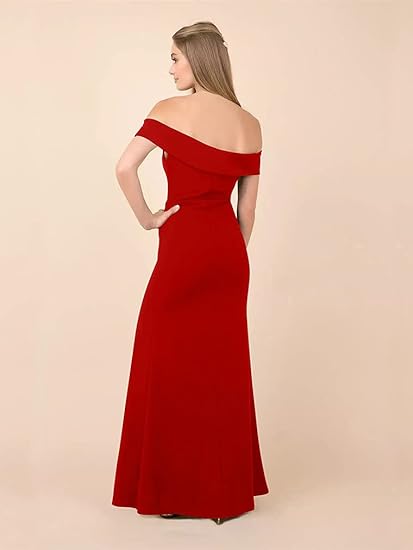 Photo 3 of LAGSHIAN Women's Sexy Off Shoulder Ruffle High Split Formal Long Dress Evening Gown
