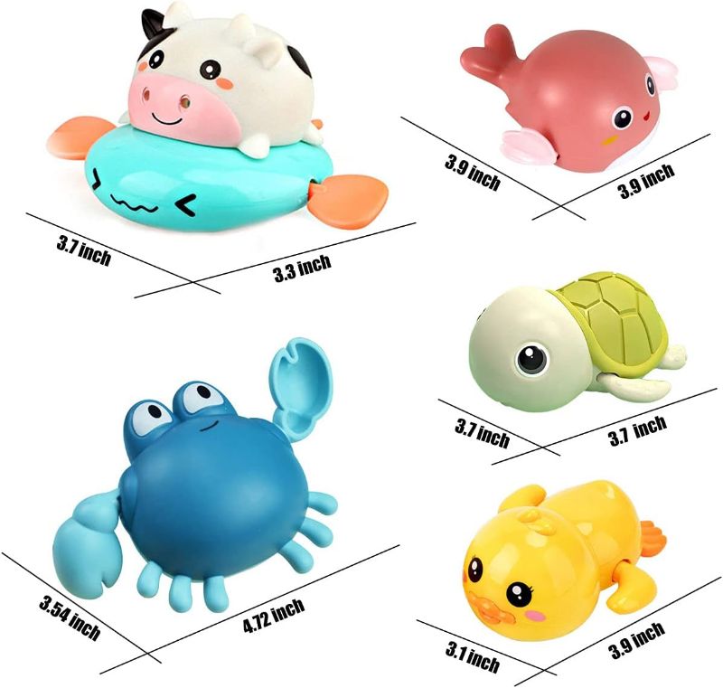 Photo 2 of 6-Packs Funny Bath Toys for Toddlers, Wind Up Animal Clockwork Swimming Bath Tub Pool Toys for Boys Girls Gifts, Baby Bathtub Suction Cup Spinner Toy for Kids 6pcs Bath Toys