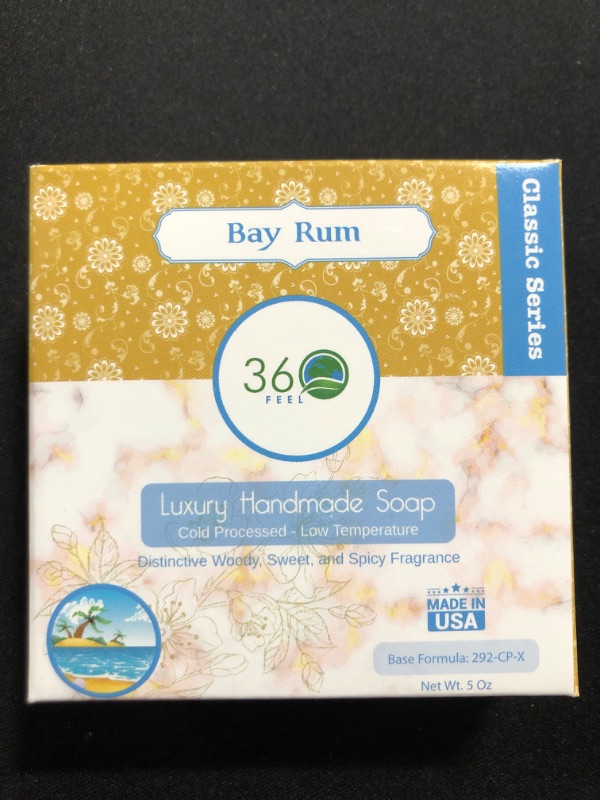 Photo 3 of 360Feel Bay Rum Soap - 5oz Handmade Mens Soap Bar with Natural Woodsy Sweet