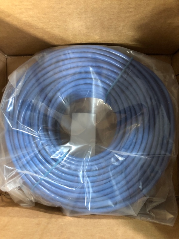 Photo 2 of Monoprice Cat6 Ethernet Patch Cable - RJ45, Stranded, 550Mhz, UTP, Pure Bare Copper Wire, 24AWG, 100 Feet, Blue - Flexboot Series blue 100 Feet Cable