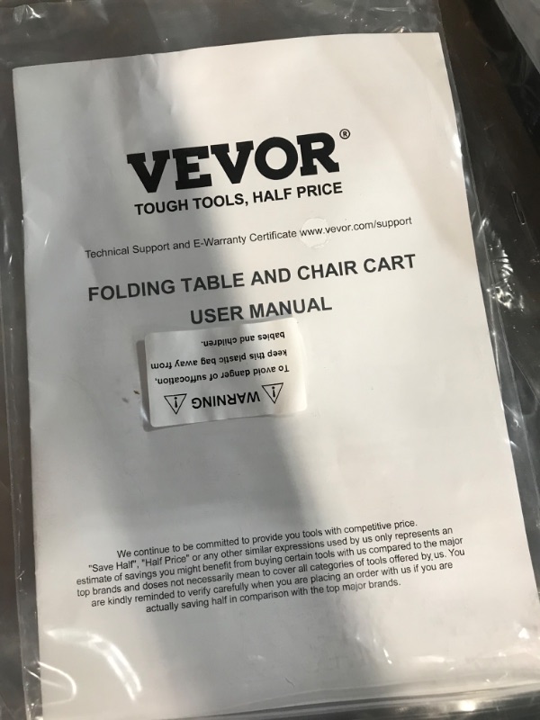 Photo 2 of VEVOR Folding Chair and Table Cart, Heavy Duty Steel Folding Chair Rack PVC Locking Wheel, 530Lbs Capacity Storage Rack Trolley, Matte Black