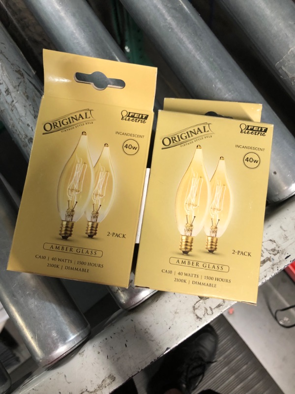 Photo 2 of 40-Watt CA10 Dimmable Filament Amber Glass E12 Candelabra Incandescent Vintage Edison Light Bulb, Warm White (4 Pack)