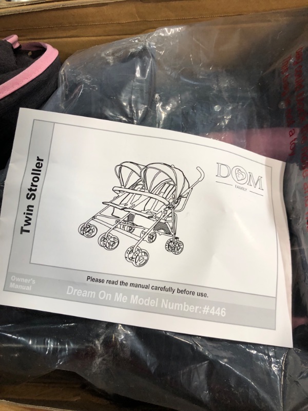 Photo 2 of ***Parts Only***Dream On Me Volgo Twin Umbrella Stroller in Pink, Lightweight Double Stroller for Infant & Toddler