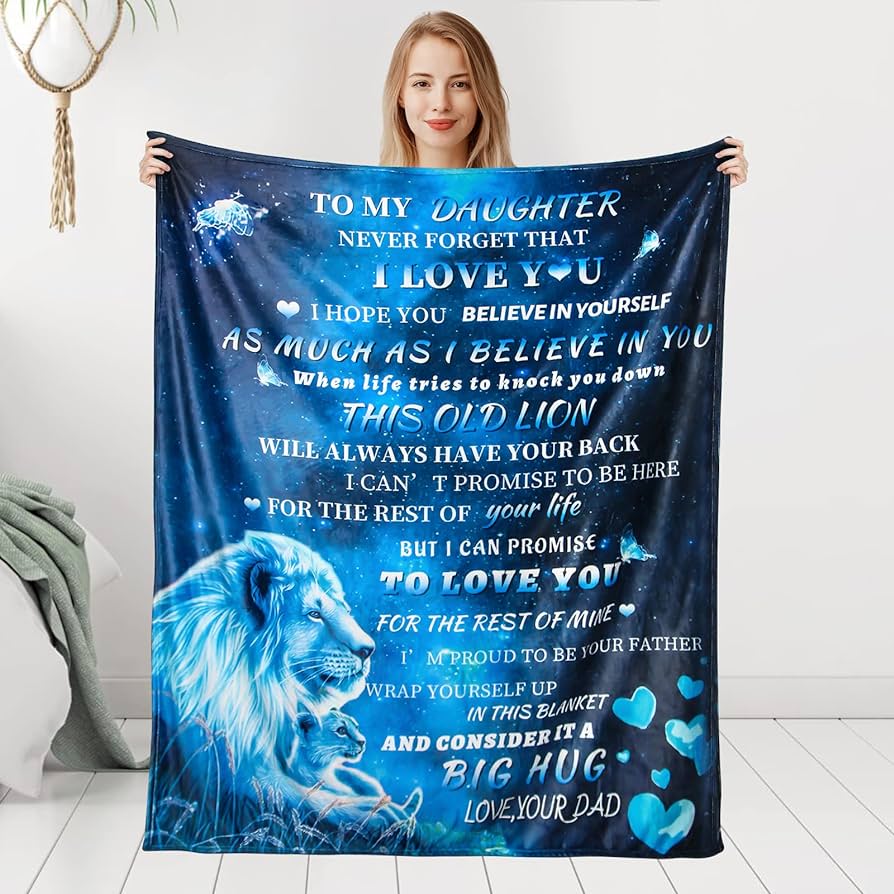 Photo 1 of Daughter Gifts Graduation Birthday Gifts for Daughter from Dad to My Daughter Blanket Lion Blanket Christmas Valentines Mothers Day Presents Ideas Super Soft Throw Blanket 60 X 50