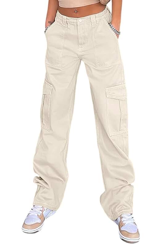 Photo 1 of 29x37-Womens Cargo Pants Adjustable Waist Flowy 