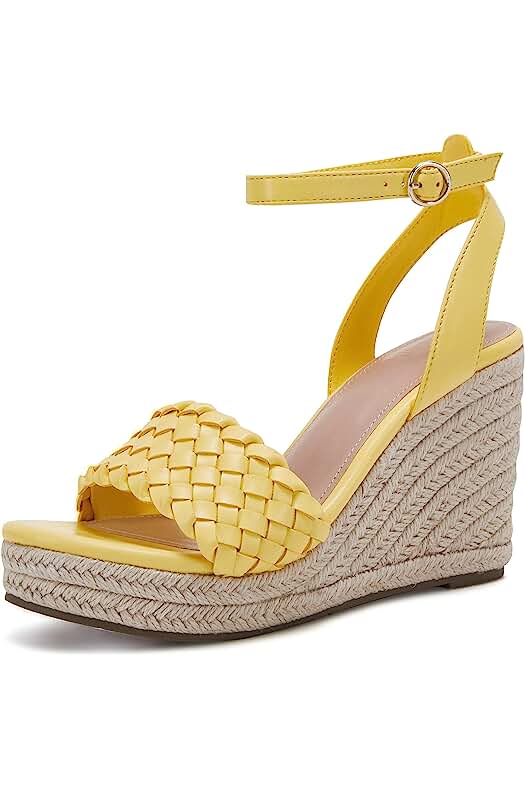 Photo 1 of Coutgo Women's Platform Wedge Sandals Ankle Strap Braided Espadrille Shoe size 5