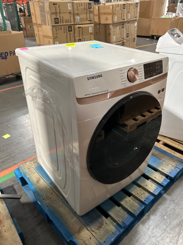 Photo 1 of Samsung 7.5-cu ft Stackable Steam Cycle Smart Electric Dryer (Ivory) ENERGY STAR