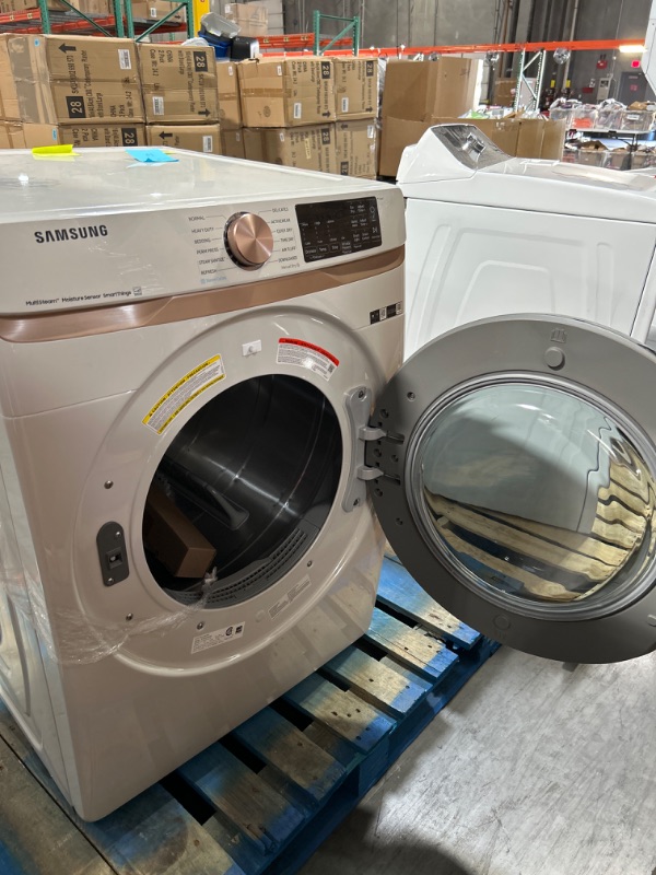 Photo 4 of Samsung 7.5-cu ft Stackable Steam Cycle Smart Electric Dryer (Ivory) ENERGY STAR