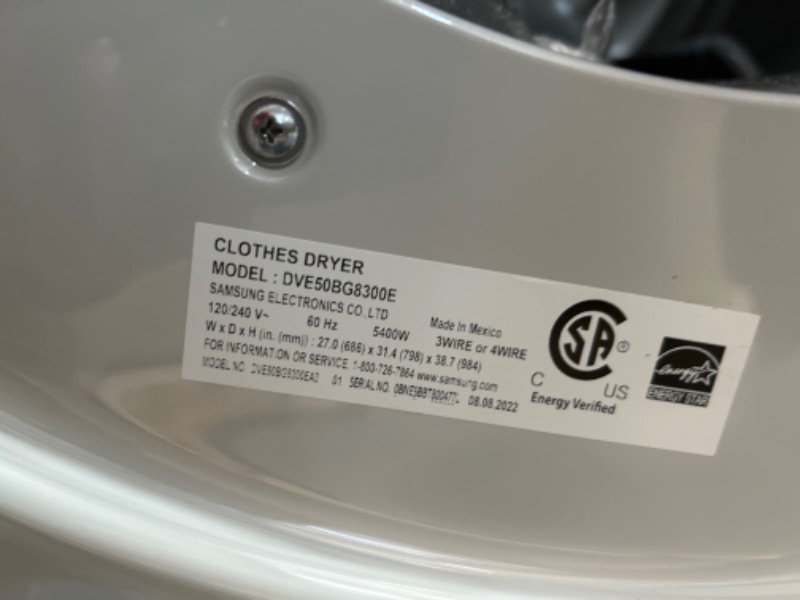 Photo 5 of Samsung 7.5-cu ft Stackable Steam Cycle Smart Electric Dryer (Ivory) ENERGY STAR