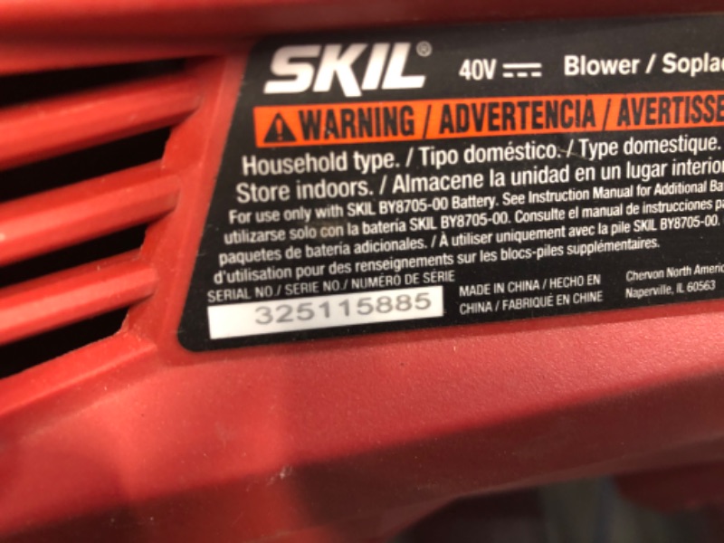 Photo 2 of **PARTS ONLY** SKIL PWR CORE 40 Brushless 40V 500 CFM Cordless Leaf Blower