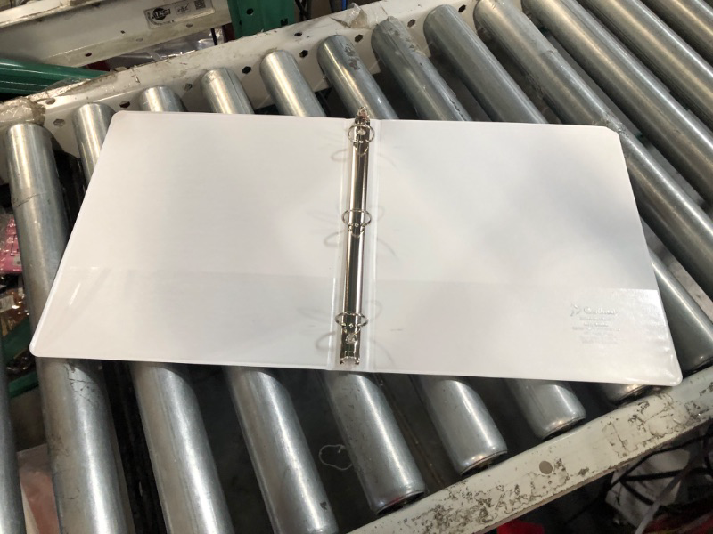 Photo 1 of Cardinal Economy 3-Ring Binders, 1", Round Rings, Holds 225 Sheets, ClearVue Presentation View, Non-Stick, White, Carton of 12