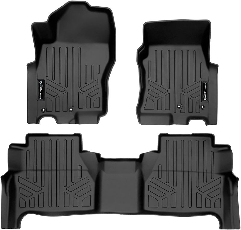 Photo 1 of SMARTLINER Custom Floor Mats 2 Row Liner Set Black Compatible with 2022-2023 Nissan Frontier (Crew Cab with 2nd Row Under-Seat Storage)