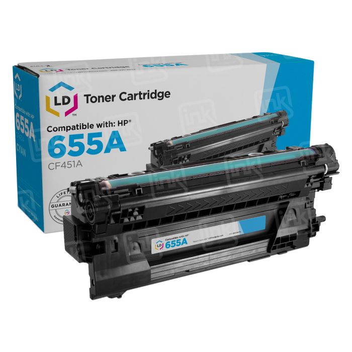 Photo 1 of HP 655A Cyan Compatible Toner Cartridge, 10500 Pages (CF451A)