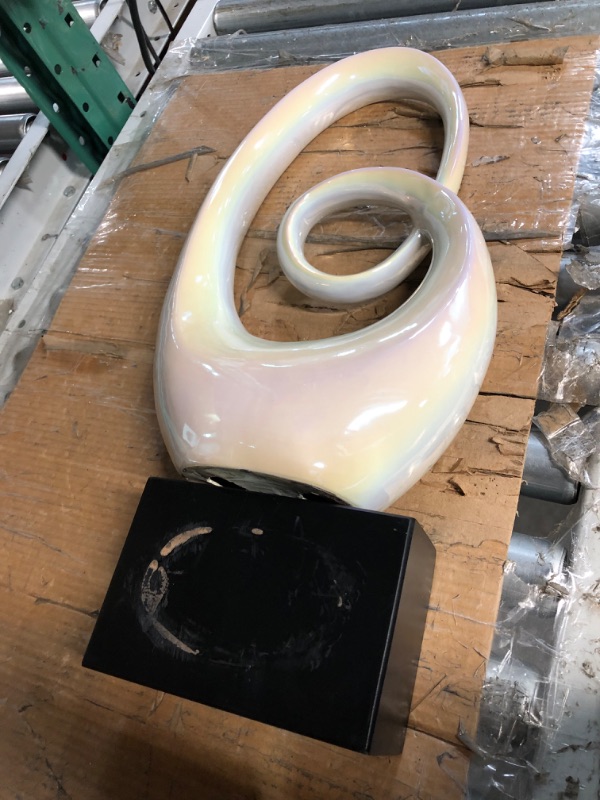 Photo 4 of *minor damage*
Deco 79 Ceramic Abstract Swirl Sculpture with Black Base, 10" x 5" x 21", White