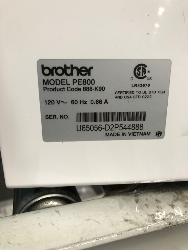 Photo 1 of ***see notes***Brother PE800 Embroidery Machine, 138 Built-in Designs, 5" x 7" Hoop Area, Large 3.2" LCD Touchscreen, USB Port, 11 Font Styles