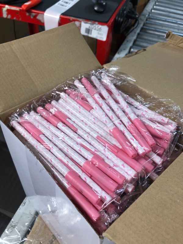 Photo 2 of Chuangdi 500 Pcs Breast Cancer Awareness Pens Pink Ribbon Ballpoint Pen Black Ink Hope Faith Refillable Breast Cancer Ink Pens Accessories 