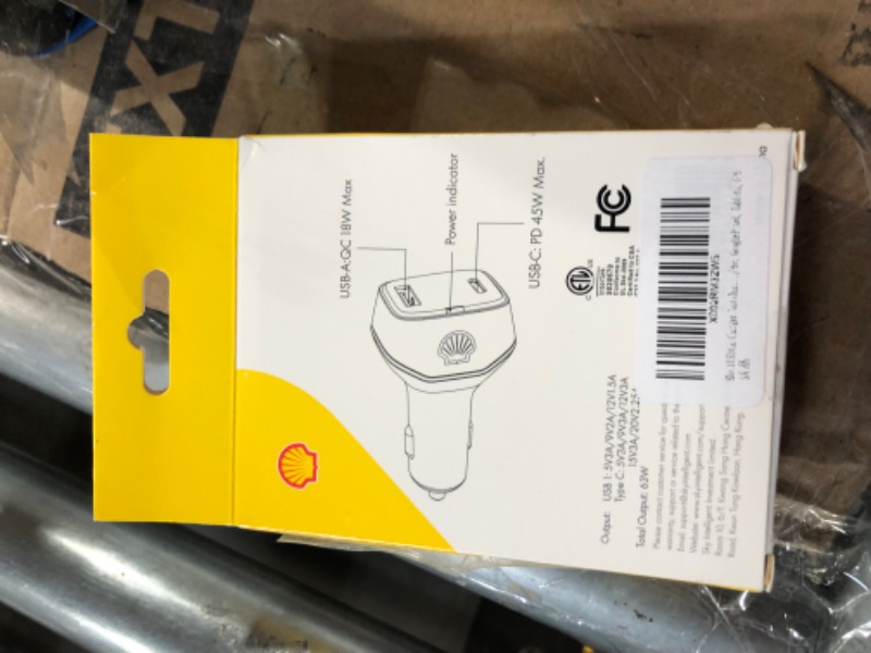 Photo 4 of Shell USB Car Charger Fast Charger, 63W 2 Port iPhone Car Charger, 45W PD USB C + 18W QC USB A, for iPhone 13 /Pro/Max/Mini