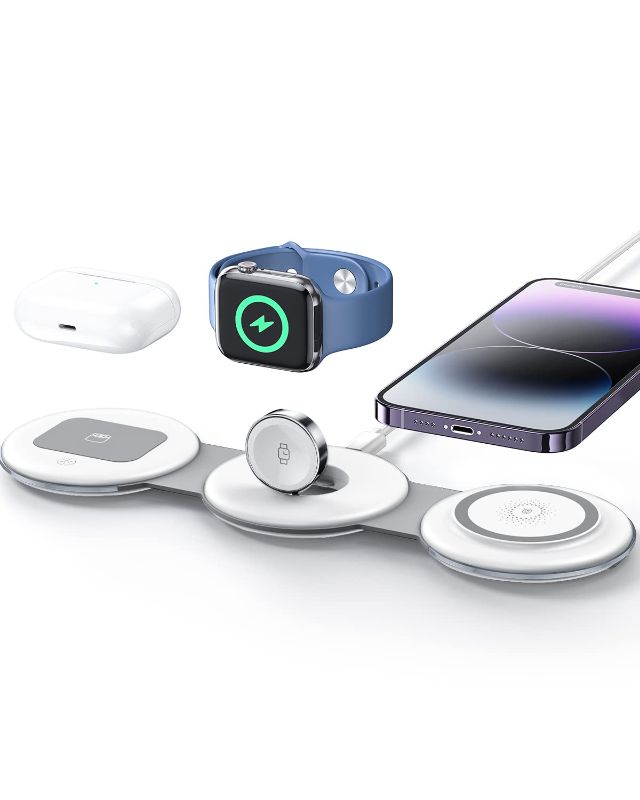 Photo 1 of Intoval Portable 3in1 Wireless Charger for Apple iPhone, Watch, and Airpods, Fast Charging Station for Travel