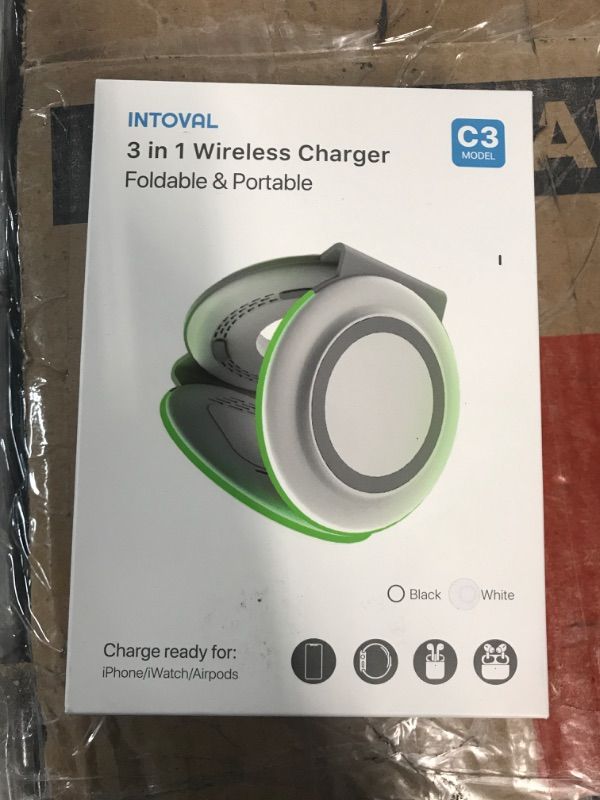 Photo 4 of Intoval Portable 3in1 Wireless Charger for Apple iPhone, Watch, and Airpods, Fast Charging Station for Travel