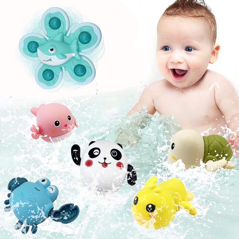 Photo 1 of 6-Packs Funny Bath Toys for Toddlers, Wind Up Animal Clockwork Swimming Bath Tub Pool Toys 