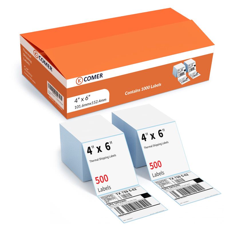 Photo 1 of **Stock photo for reference** K Comer 4x6 Thermal Shipping Labels (2 Stacks, 700 Printer Labels)