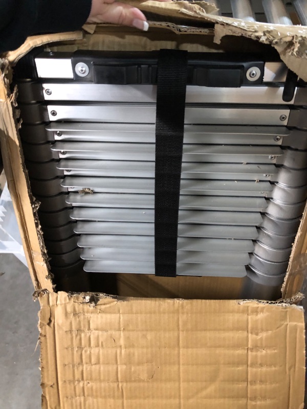 Photo 1 of VEVOR Telescoping Ladder, 18.5 FT Aluminum One-button Retraction Collapsible Extension Ladder, 400 LBS Capacity with Non-slip Feet