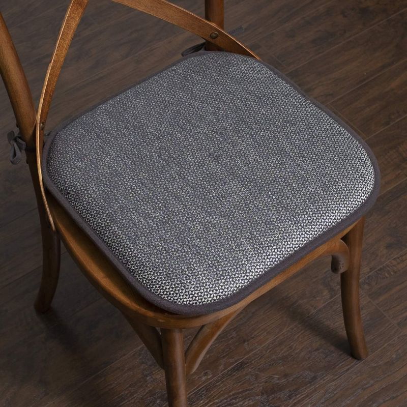 Photo 1 of **Stock photo for reference** Sweet Home Collection Chair Cushion Memory Foam Pads Non Skid Rubber Back 16" x 16" Seat Cover, 2 Pack, Broadway Gray