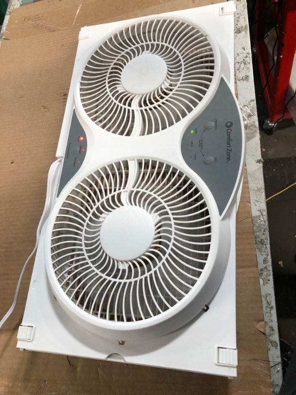 Photo 2 of **USED** Comfort Zone CZ310R 9" 3-Speed, 3-Function, Expandable, Reversible Twin Window Fan with Remote Control