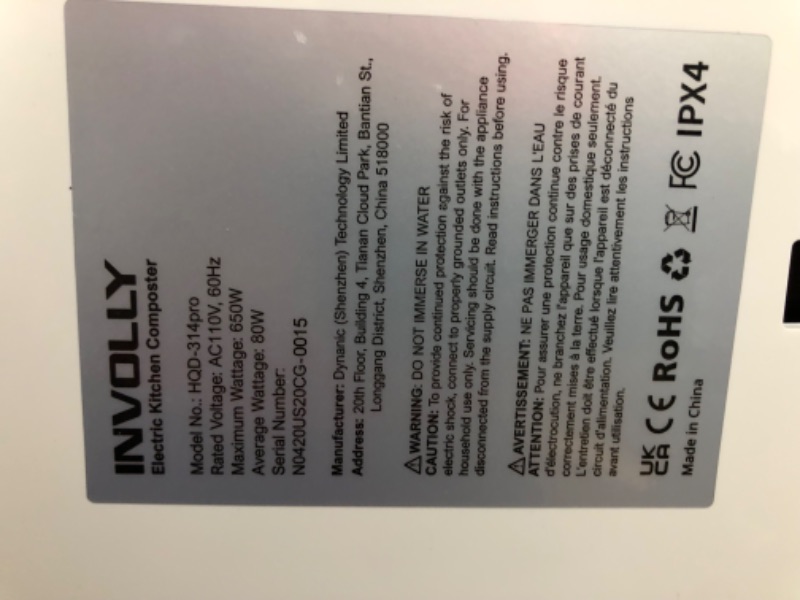 Photo 4 of Involly World's First 3.3L Electric Kitchen Composter with Auto Clean, 3.3L Capacity Odorless Compost Year-Round with UV Lampe Compost Maker, Smart LED Screen, Turn Food Waste to Compost Fertilizer