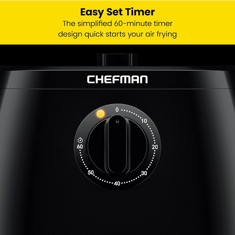 Photo 4 of (READ NOTES) Chefman TurboFry 8-Quart Air Fryer, Integrated 60-Minute Timer for Healthy Cooking, Cook with 80% Less Oil, Adjustable Temperature Control, Nonstick Dishwasher-Safe Basket and Tray, Black