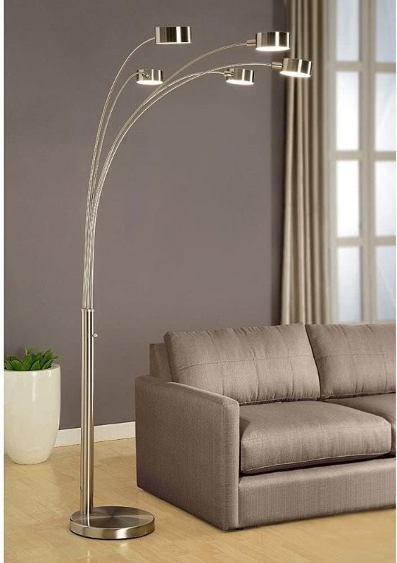 Photo 3 of (READ NOTES) Artiva USA Micah Plus Modern LED 5-Arched Satin Nickel Floor Lamp with Dimmer 88", Brushed Black Nickel