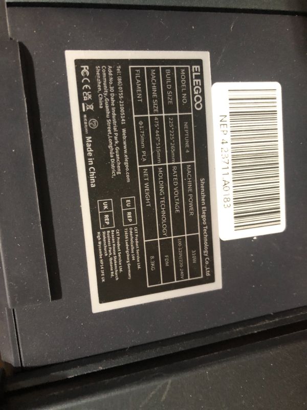 Photo 1 of ***USED - MISSING PARTS - SEE NOTES***
ELEGOO Neptune 4 3D Printer, 500mm/s High-Speed Fast FDM Printer with Klipper Firmware