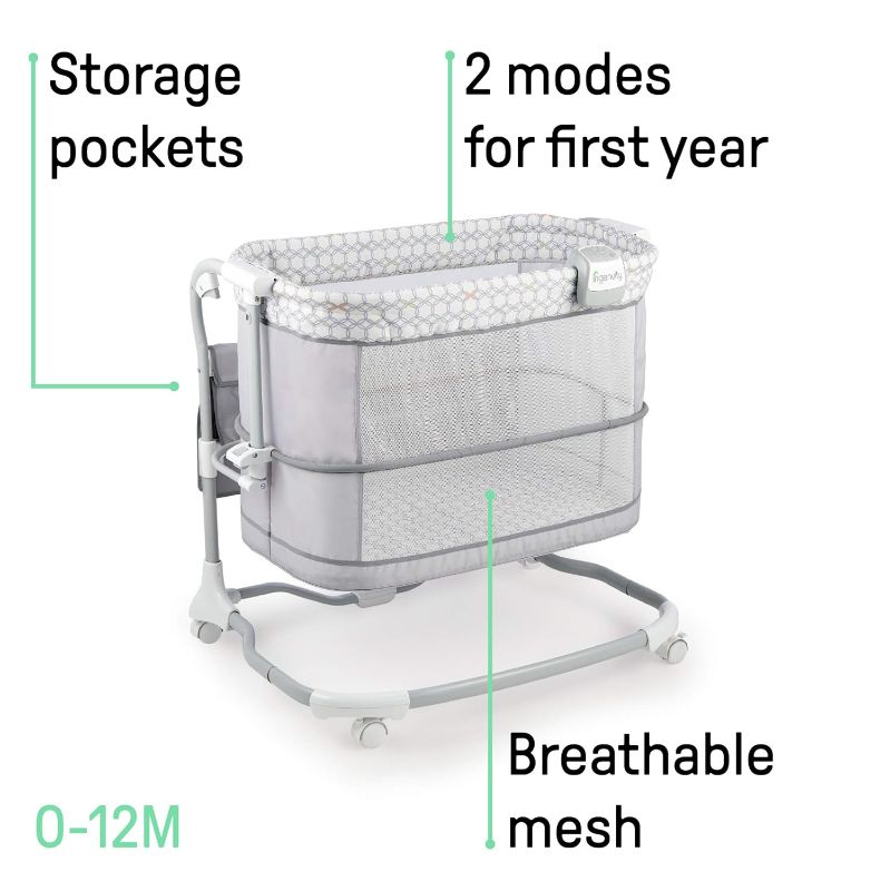 Photo 4 of (READ NOTES) Ingenuity Dream & Grow Bedside Baby Bassinet 2-Mode Crib 0-12 Months, Adjustable Height - Tesse