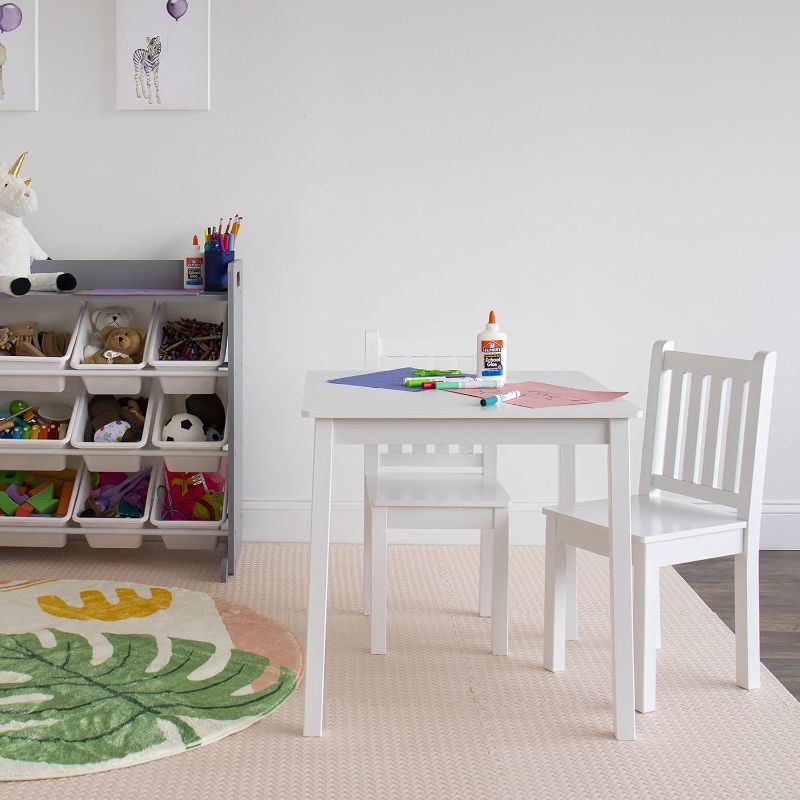 Photo 4 of (READ NOTES) 3pc Large Daylight Collection Square Kids&#39; Table and Chair Set White - Humble Crew