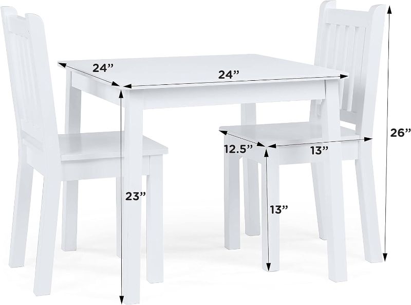 Photo 3 of (READ NOTES) 3pc Large Daylight Collection Square Kids&#39; Table and Chair Set White - Humble Crew