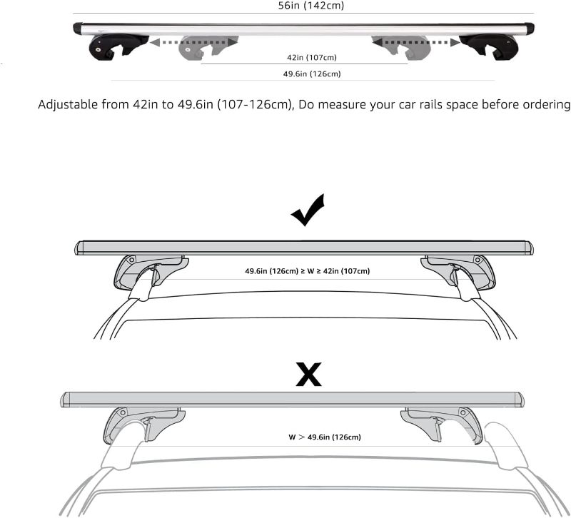 Photo 3 of (READ NOTES) Amazon Basics 2-Piece Cross Rail Roof Rack, 56 inches