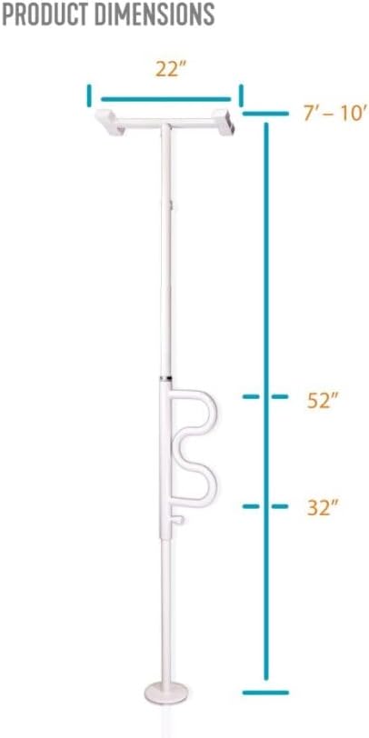 Photo 3 of (READ NOTES) Stander Security Pole and Curve Grab Bar, Elderly Tension Mounted Floor to Ceiling Transfer Pole, Bathroom Safety Assist and Stability Rail, Iceberg White