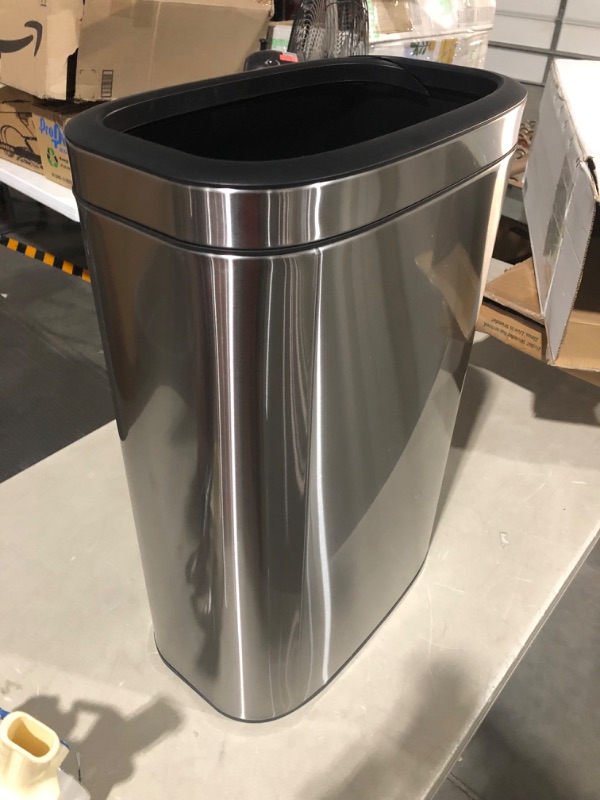 Photo 2 of (READ NOTES) Alpine Industries 40 L / 10.5 Gal Stainless Steel Slim Open Trash Can - Compact Garbage Bin - Wide Access Top Slender Durable Receptacle with Sturdy Plastic Liner 10.5 Gallon Slim