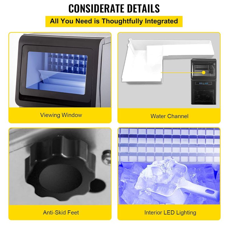 Photo 4 of (READ NOTES) VEVOR 110V Countertop Ice Maker 70LB/24H, 350W Automatic Portable Ice Machine with 11LB Storage,  70LBS/24H Single-water inlet