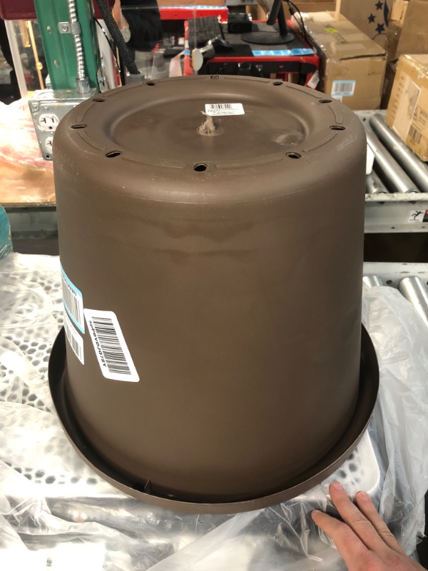 Photo 2 of (READ NOTES) Bloem Terra Pot Round Planter: 16", Chocolate, (No Saucer Included) Matte Finish, Durable Resin, Traditional Style Pot, For Indoor and Outdoor Use, Gardening, 8 Gallon Capacity, Saucer Sold Separately Chocolate 16"