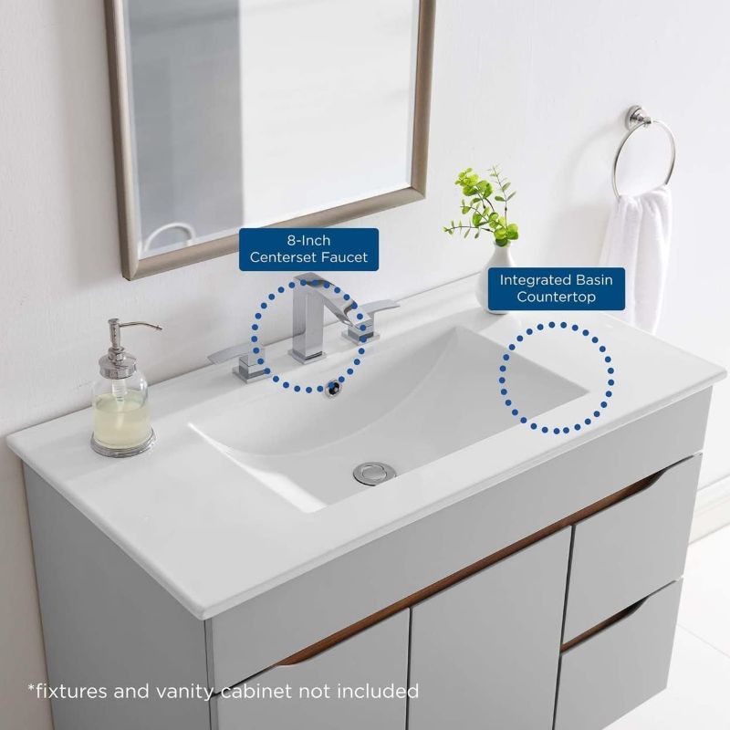 Photo 3 of (READ NOTES) Modway EEI-4203-WHI Cayman 36" Bathroom Sink, White