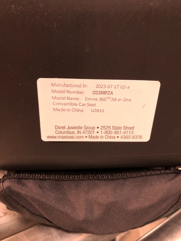Photo 8 of (READ NOTES) Maxi-Cosi Emme 360 Rotating All-in-One Convertible Car Seat, Midnight Black