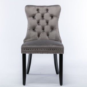 Photo 1 of (READ NOTES) 2 Nikki Collection Modern, High-end Tufted Solid Wood Contemporary Velvet Upholstered Dining Chair with Wood Legs Nailhead Trim 2-Pcs Set,Gray, SW2001GY
