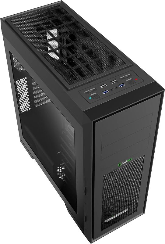 Photo 3 of (READ NOTES) GAMEMAX Full Tower Chassis with Front Mesh Ventilation and ODD and Window Cases, ATX - High Airflow, 3 x LEDs Blue Cooling Fans Included, Black (Master M905)