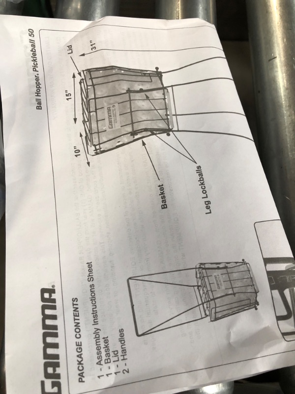 Photo 3 of (READ NOTES) GAMMA Sports Pickleball Ballhopper Caddy with Lid, Steel Durable Basket for Indoor/Outdoor Use, Holds 50 Balls, Blue