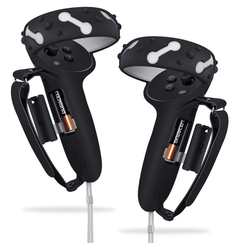 Photo 1 of Controller GripsExtended Silicone VR Grips Cover Protector with Battery Opening, Knuckle Straps, Anti-Throw Hand Strap 