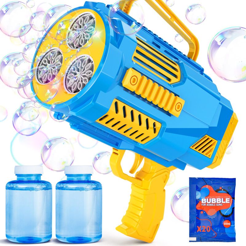 Photo 1 of Bubble Gun with Built-in Bubble Solution and Lights, Automatic Bubble Machine for Kids Toddlers Adults Outdoor Activity Wedding Birthday Christmas Party Gifts - Blue Bubble Blower Maker Bubble Machine Gun Blue