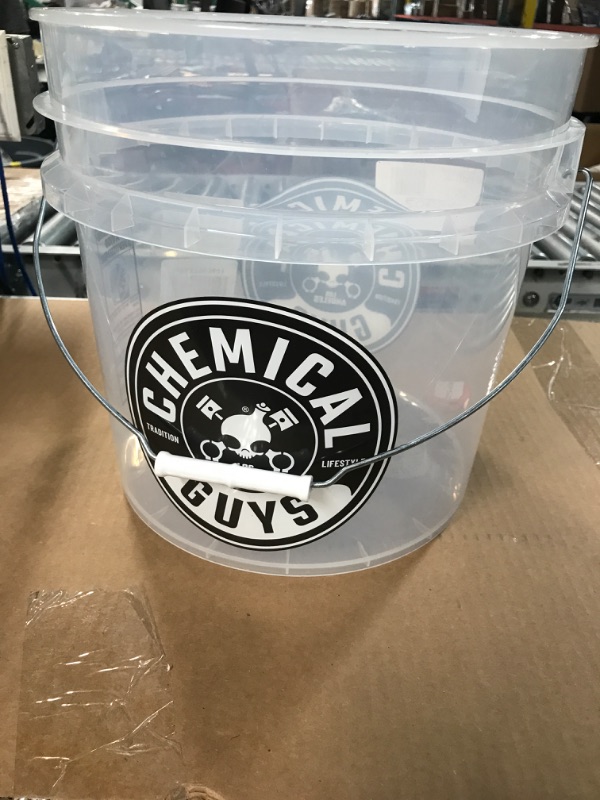 Photo 3 of Chemical Guys ACC_103 Heavy Duty Detailing Car Wash Bucket with Chemical Guys Logo, 4.5 Gal , Semi Transparent White Bucket Only