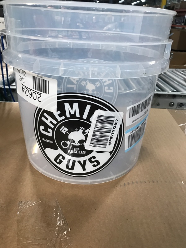 Photo 2 of Chemical Guys ACC_103 Heavy Duty Detailing Car Wash Bucket with Chemical Guys Logo, 4.5 Gal , Semi Transparent White Bucket Only